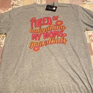 Gray Graphic T-Shirt with Pink and Orange Text Super soft XL